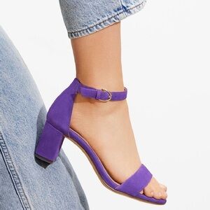 NATURALIZER Vera Ankle Strap Sandal In Bright Purple Suede Leather